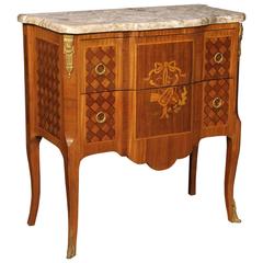 20th Century Small French Inlaid Dresser with Marble Top
