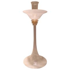 Mid-20th Century White Filigree Candlestick Made by Salviati Glass Factory