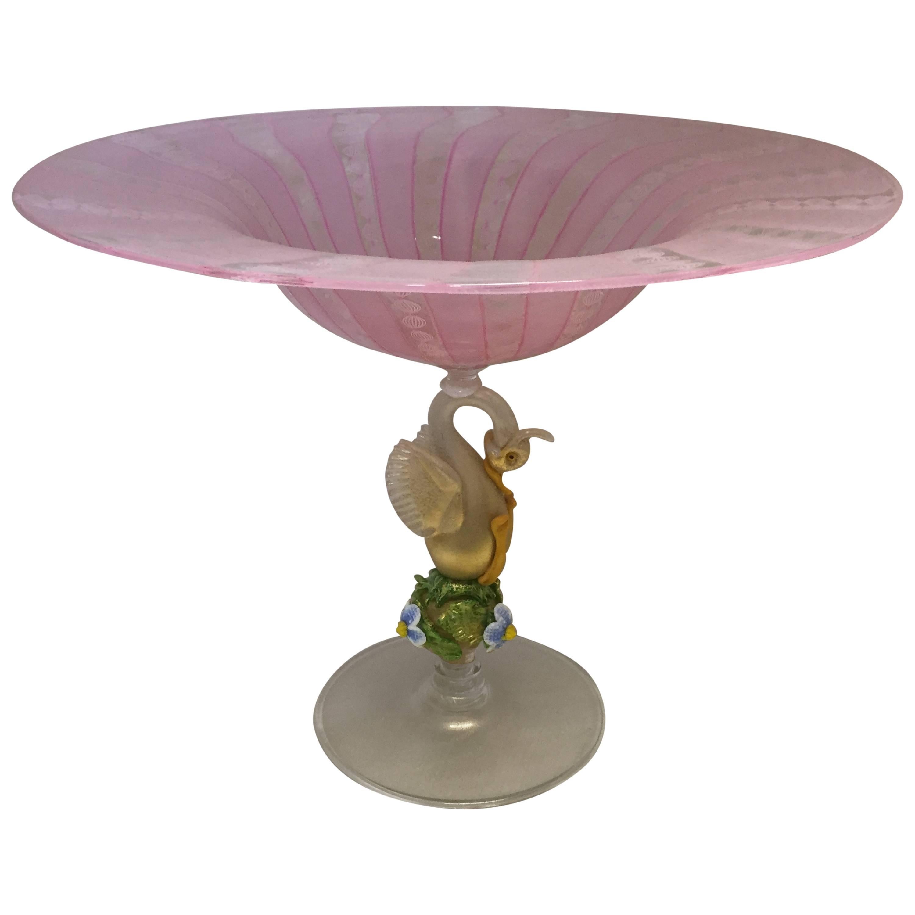 Amazing Mid-20th Century "Zanfirico" Centerpiece with Swan For Sale