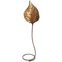 Tommaso Barbi, Floor Lamp "Leaf" Gold-Plated Brass, circa 1970, Italy