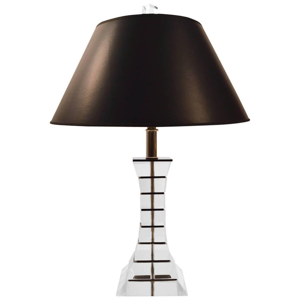 Stacked Lucite Block Hourglass Form Table Lamp For Sale