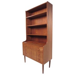Mid-Century Modern Danish Teak Secretary with Bookshelf