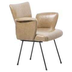 WH Gispen Leather Metal Chair Kembo, Netherlands, 1950s