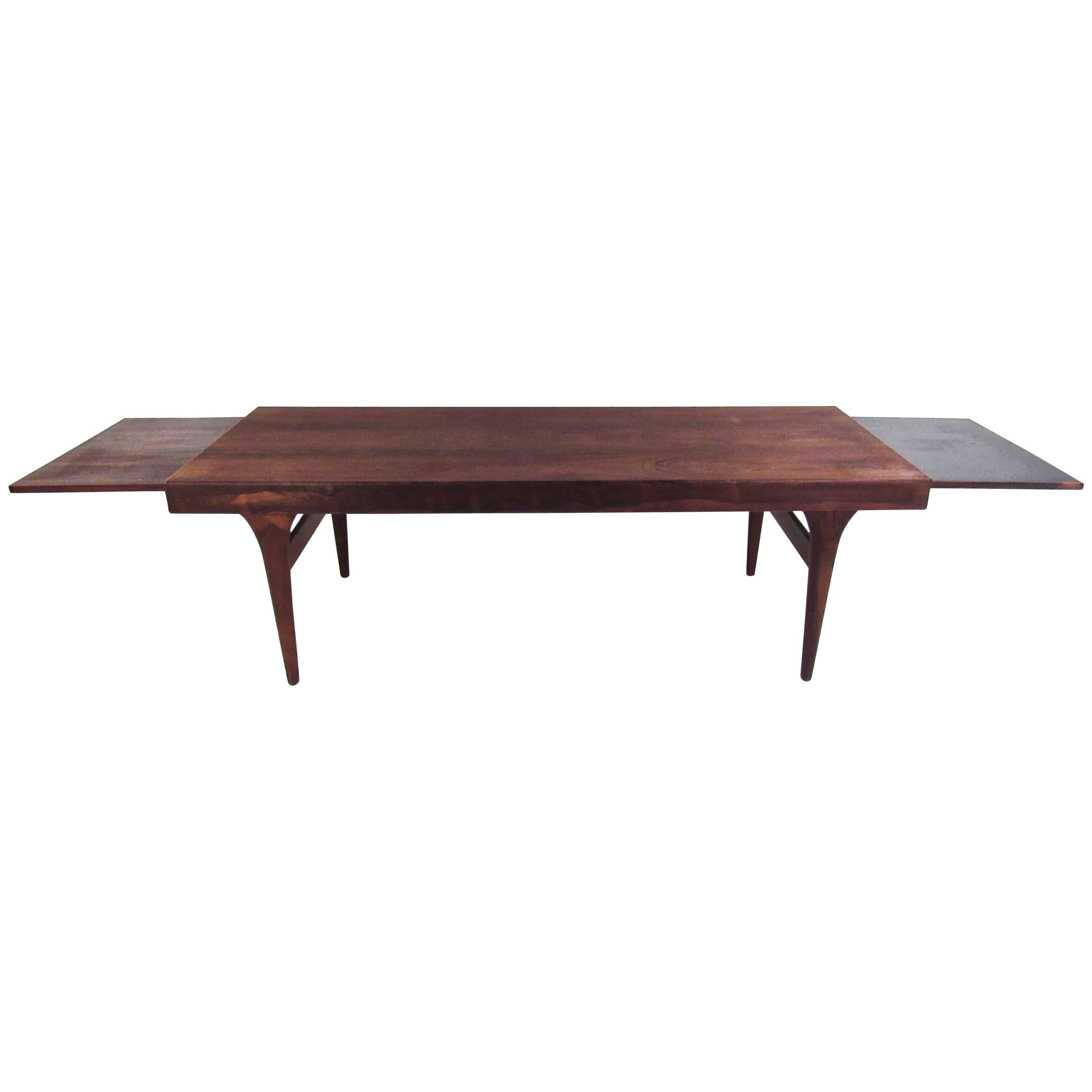 Draw Leaf Rosewood Coffee Table by Johannes Andersen For Sale