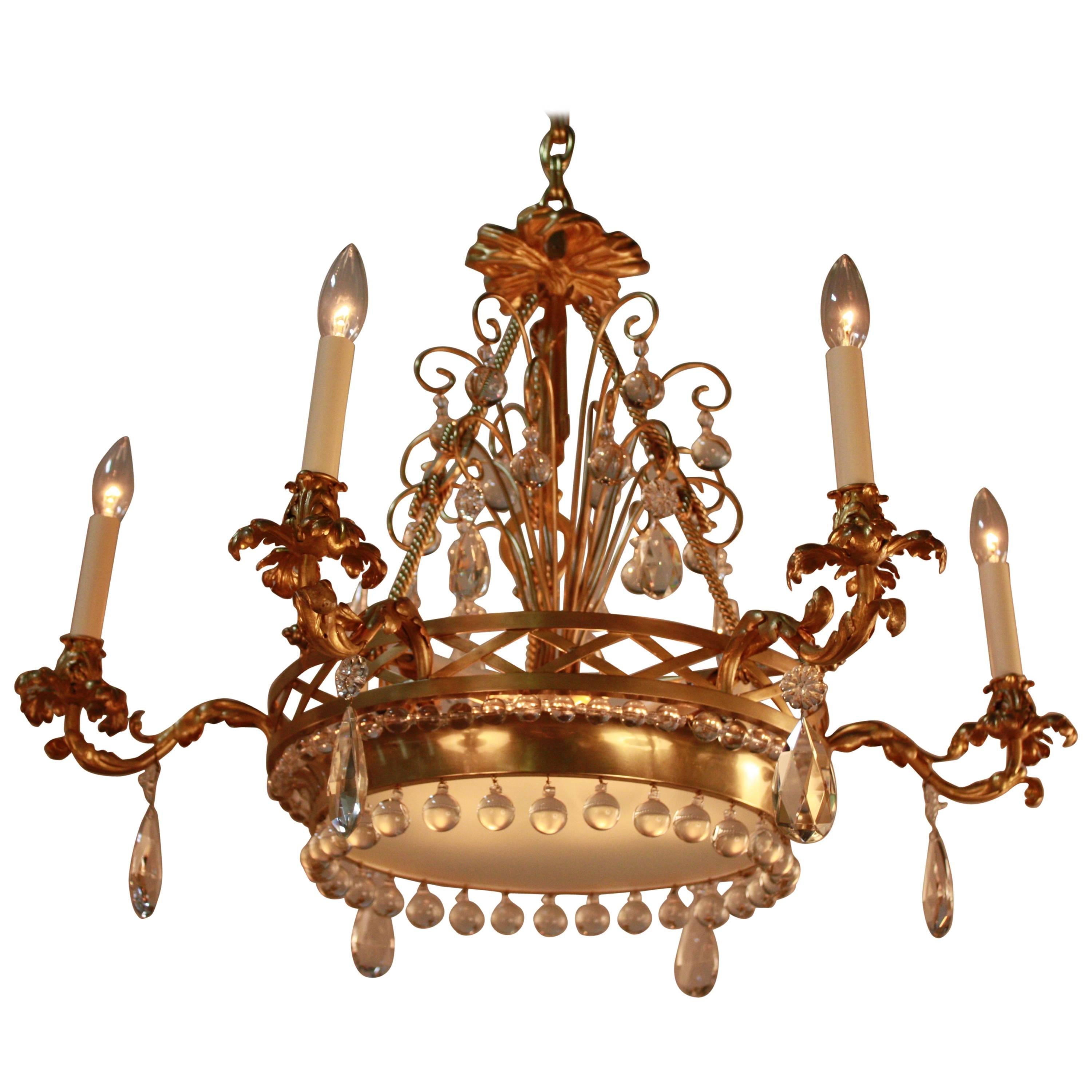 French Mid-Century Crystal Chandelier
