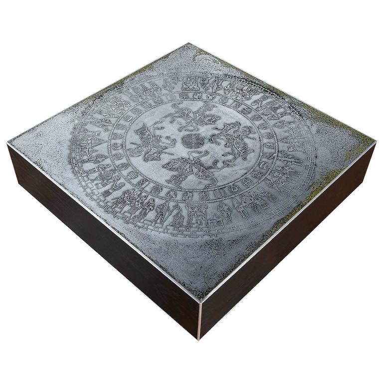 Modern English Embossed Me Val Knight Coffee Table 1970