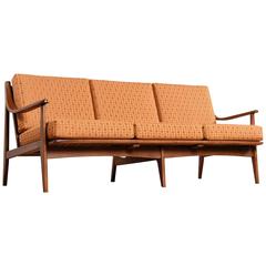Vintage Restored Mid-Century Modern Sofa in Burnt Orange