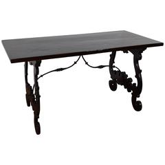 Italian Baroque Macassar Ebony & Ebonized Walnut Center Table, Late 17th Century