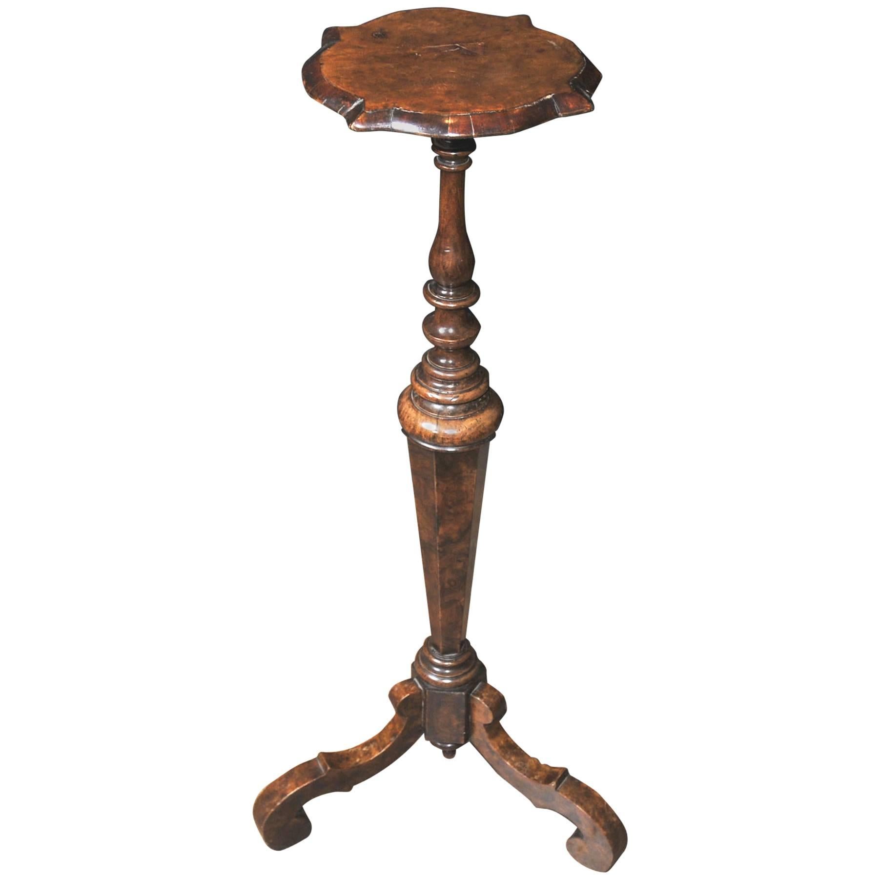 Antique William and Mary Walnut Pedestal Stand Table, 1860 For Sale