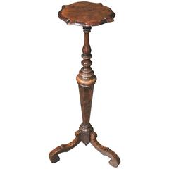 Antique William and Mary Walnut Pedestal Stand Table, 1860