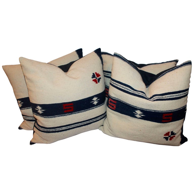 Early Mexican Tex Coco Indian Weaving Pillows, Pair For Sale