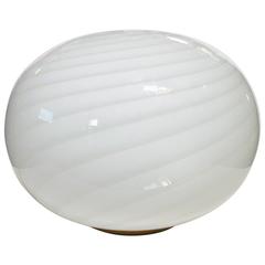 Vintage Murano White Globe with Swirls Table Lamp/Floor Lamp