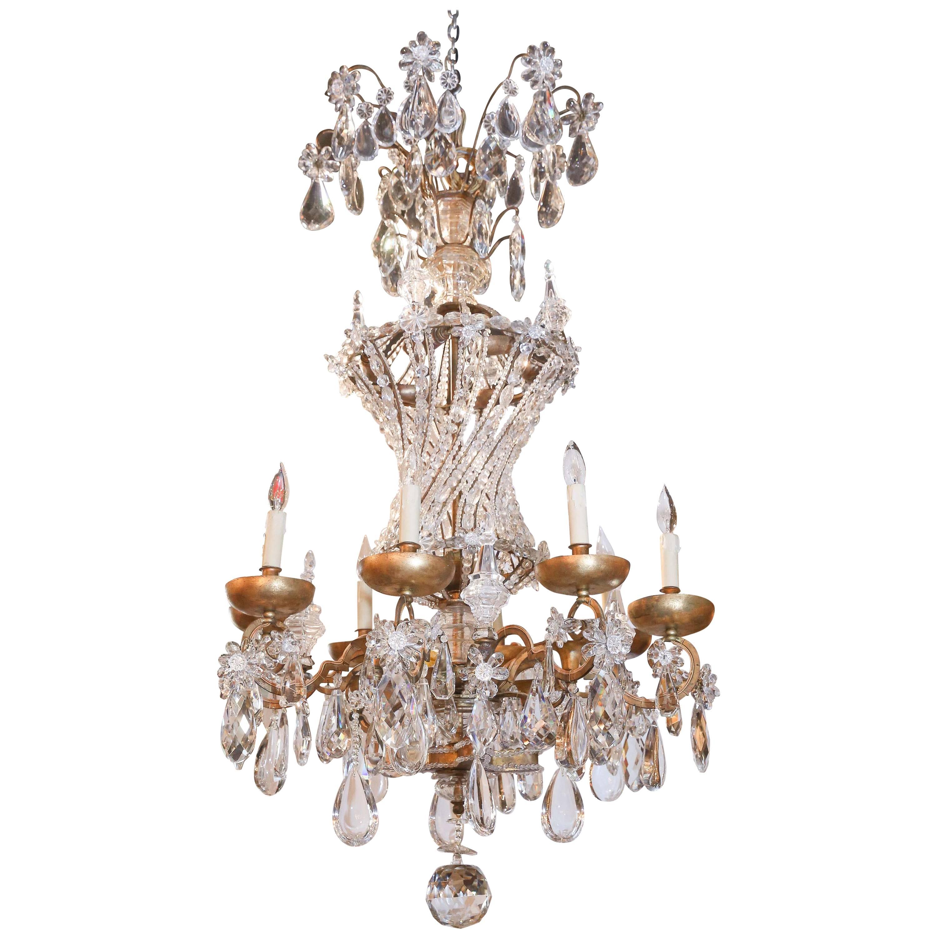 Impressive Bagues Chandelier, Large Size and Bronze and Crystal in swirl design