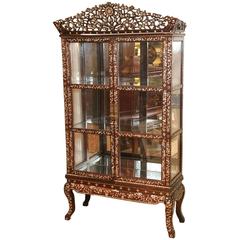 19th Century Chinese Display Cabinet Mother-of-Pearl Inlay and Ebonized Wood