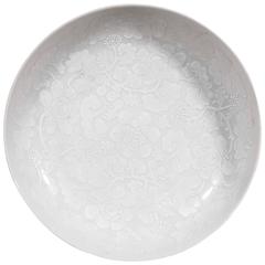 Antique  Chinese Export Porcelain Dish Painted Bianco Sopra Bianco
