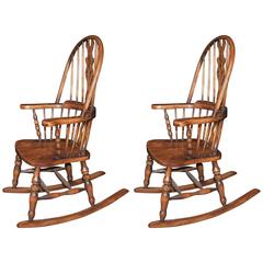 Hand-Carved English Windsor Rocking Chair Farmhouse Chairs