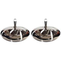 Pair of Italian Platinum Ceramic Table Lamps by Fabio Bergomi 2
