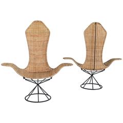 Pair of 1960s Wicker Wave Chairs 5