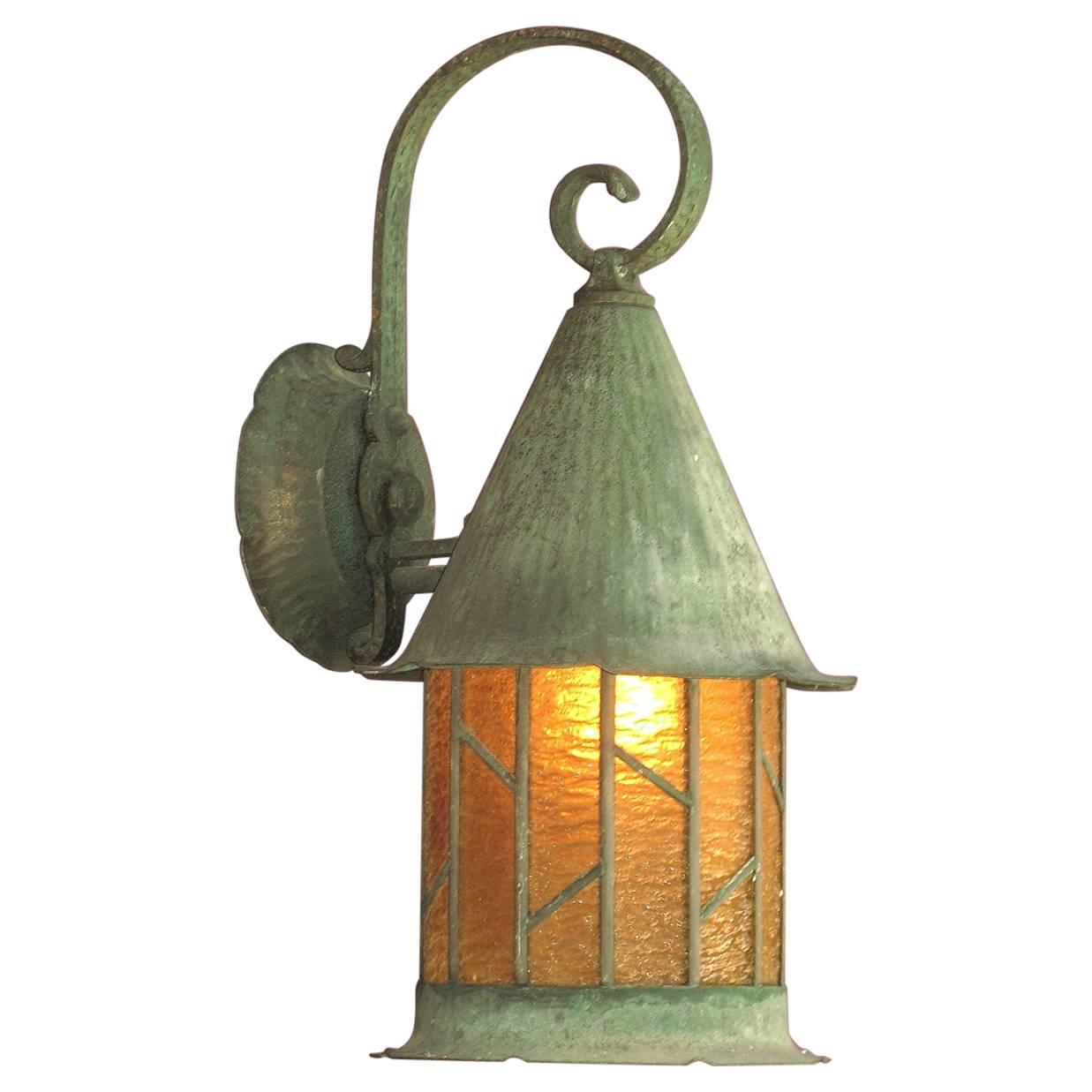 Large Copper Porch Light, 1920s For Sale