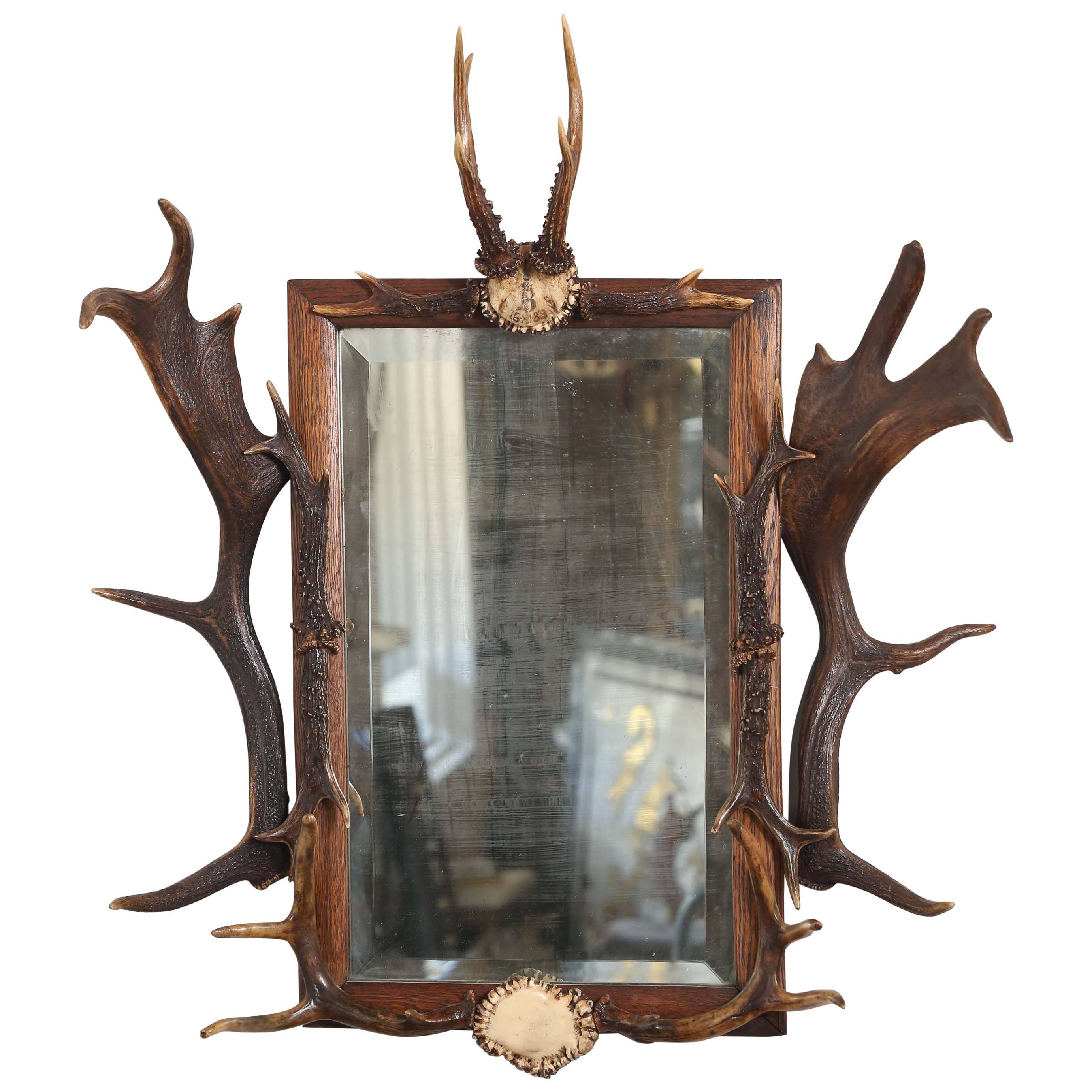 Antique Black Forest Hunt Mirror from Bodendorf Castle, Germany
