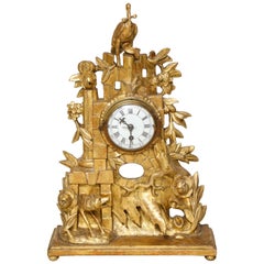 Horloge Rococo en bois doré