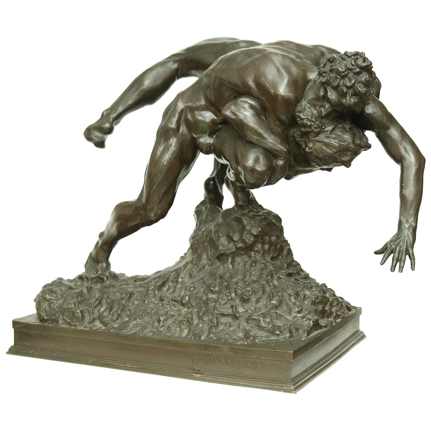 "Wrestlers" Bronze Sculpture by Jef Lambeaux For Sale at 1stdibs