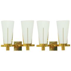 Pair of Italian Brass and Glass Sconces 12