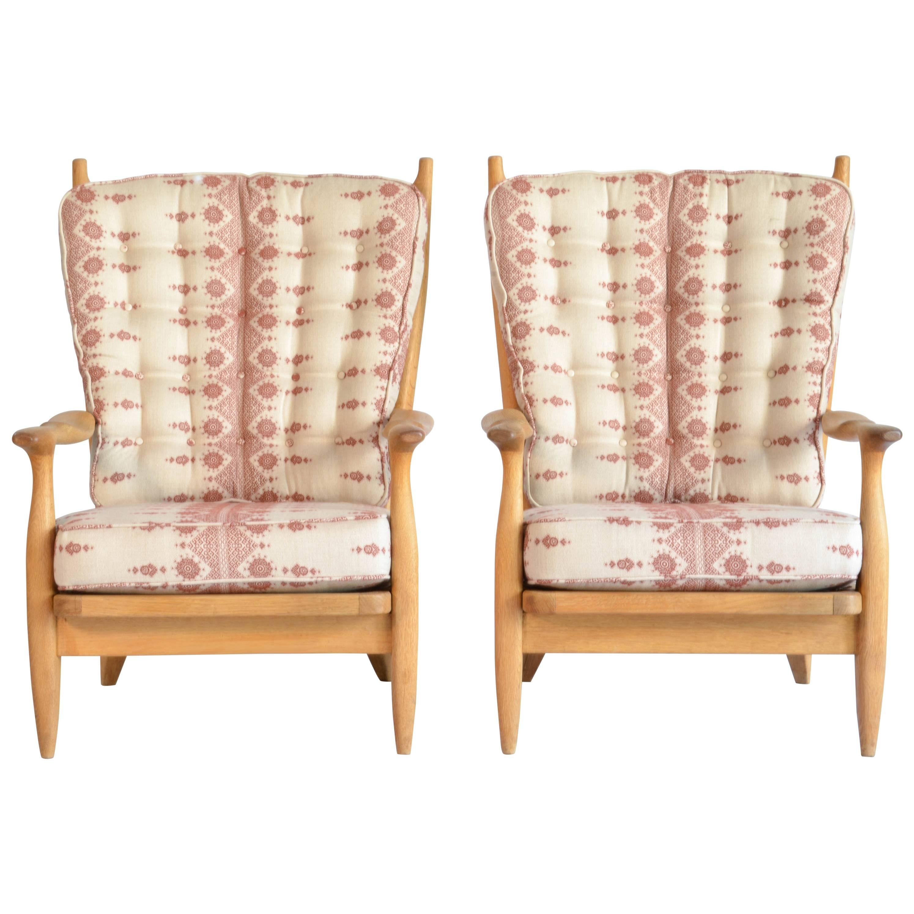 Pair of Guillerme et Chambron "Edouard" Armchairs with Newly Upholstered Cushion