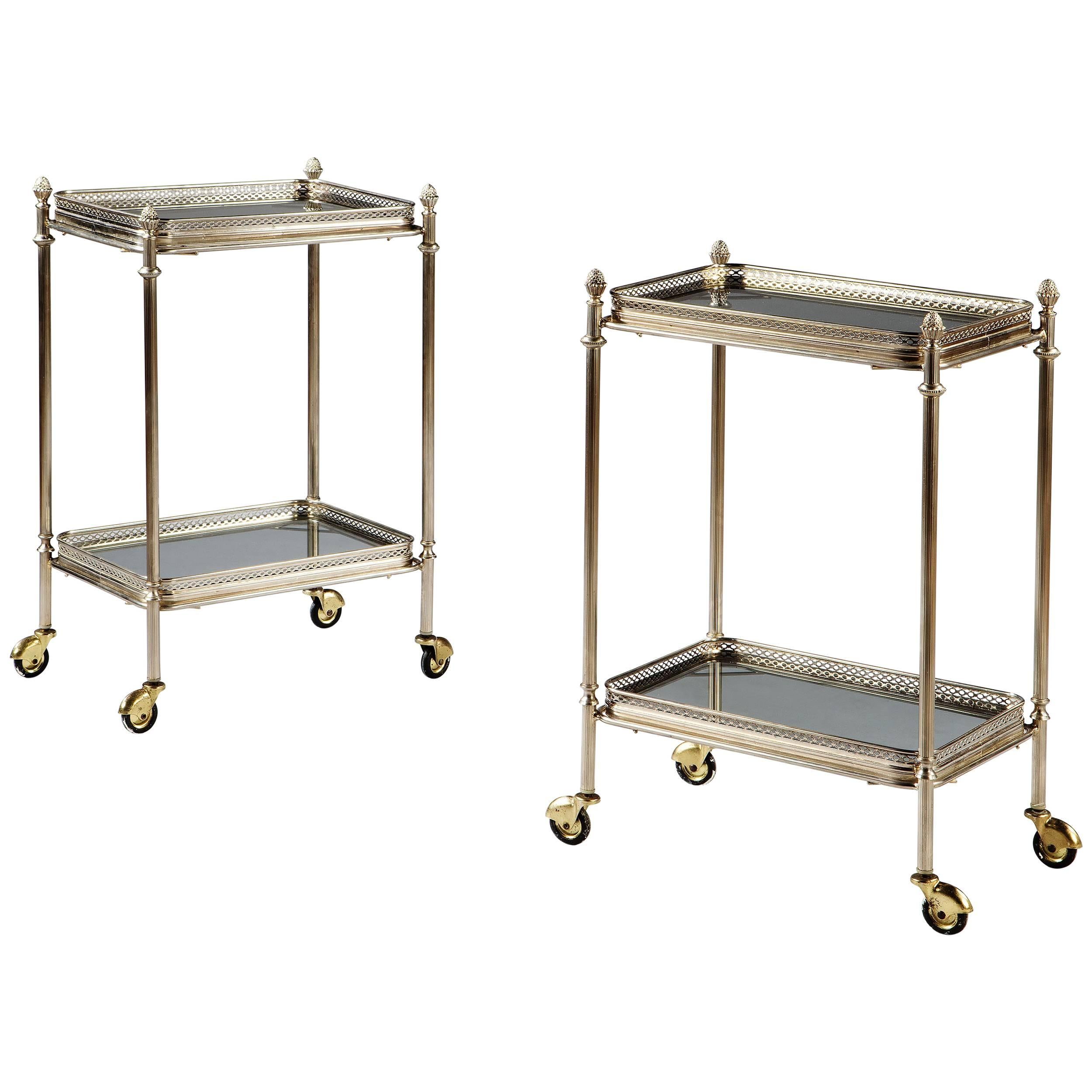 Pair of Nickel-Plated Mid-Century Modern Two-Tier Tables