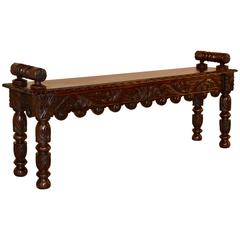 19th Century English Oak Carved Window Seat