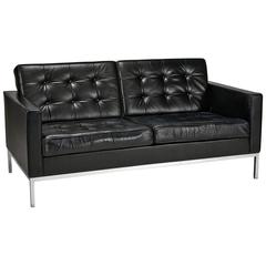 Florence Knoll Leather Settee Designed by Florence Knoll for Knoll Studio 6