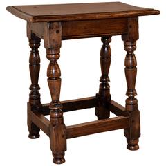 Antique English Oak Joint Stool, circa 1720