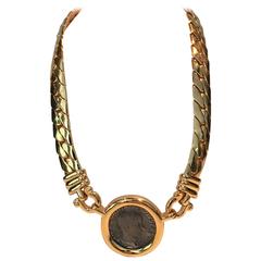 1980s Gold Omega Ancient Roman Coin Necklace by Carolee 10