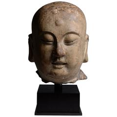 Ancient Chinese Song Dynasty Stone Head of a Lohan, 960 AD 1