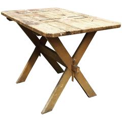 Vintage Distressed Clipped Corner Sawbuck Farm Table