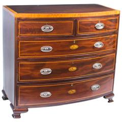 Antique Victorian Inlaid Mahogany Bow Front Chest, circa 1860