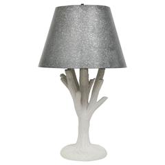 Early John Dickinson Plaster "Twig" Lamp with Galvanized Tin Shade