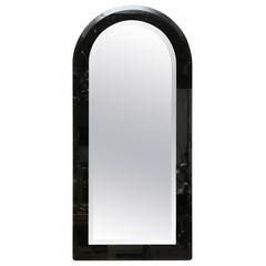 Black Glass Karl Springer Style Mirror 1