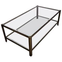 Maison Jansen Solid Brass Two-Tier Coffee Table