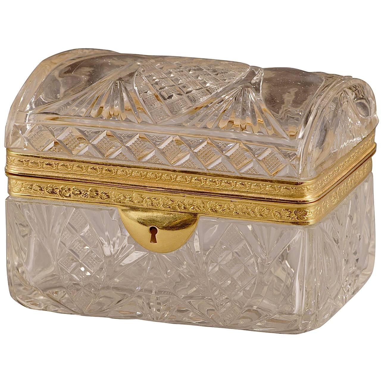 19th Century Cut-Crystal Jewelry Box