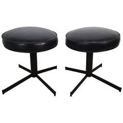 Pair of Italian Modern Swivel Stools with Leather Seats 5