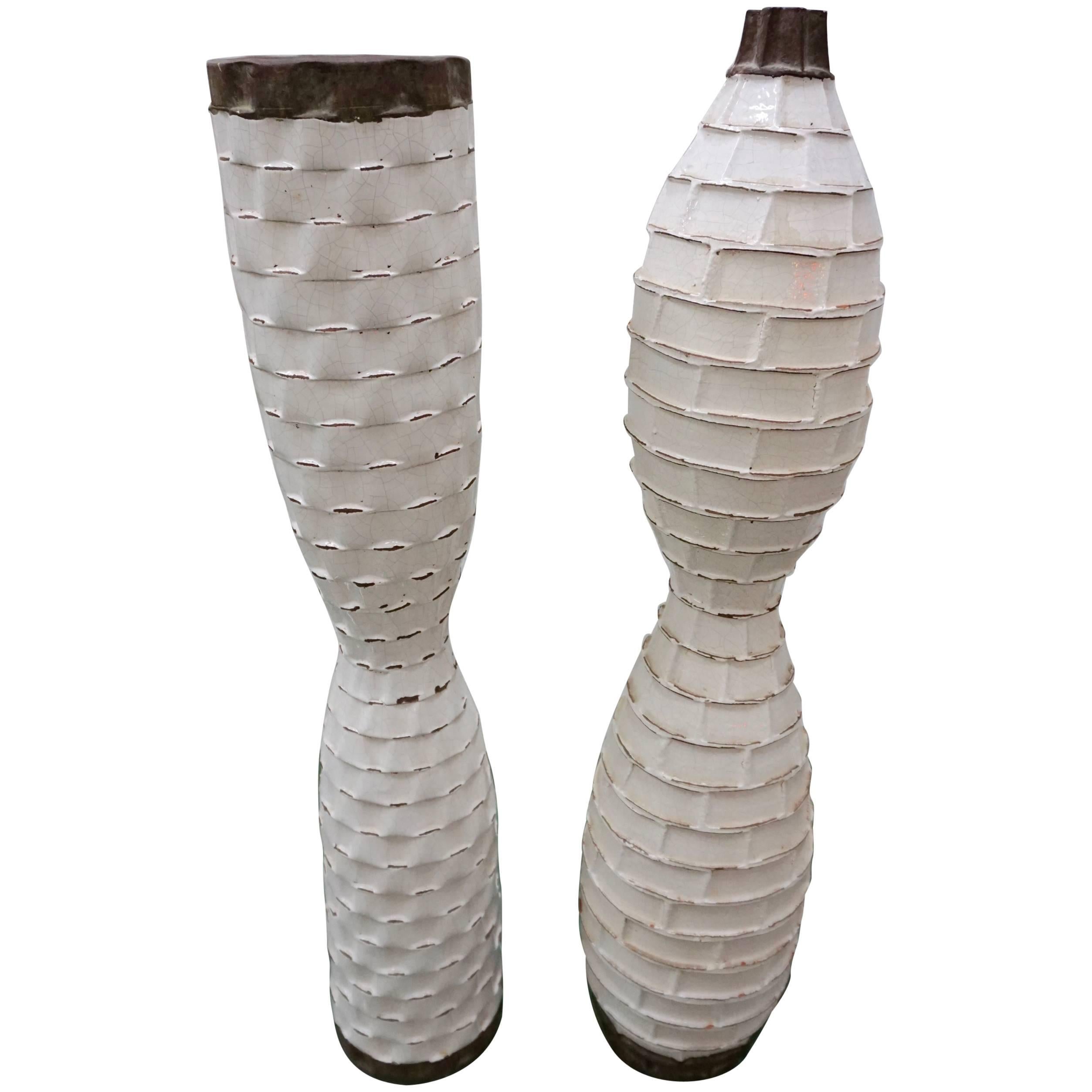 Pair of Glazed Ceramic Vessels