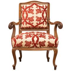 19th Century Carved Walnut Rococo Style Armchair