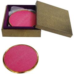 Set of Four-Piece Coasters with Pink Shagreen by Fabio Bergomi