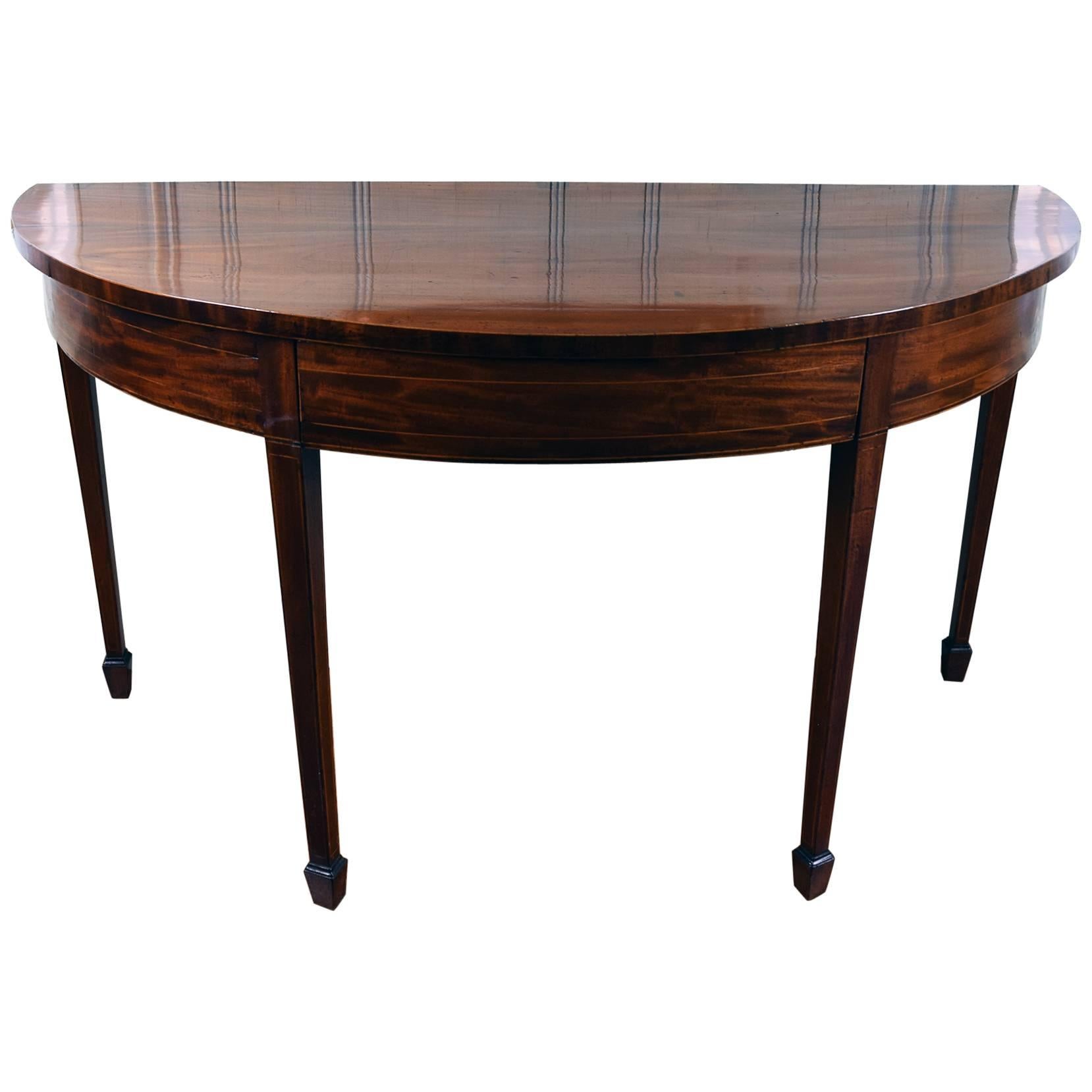 Hepplewhite Mahogany Demilune Serving Table For Sale