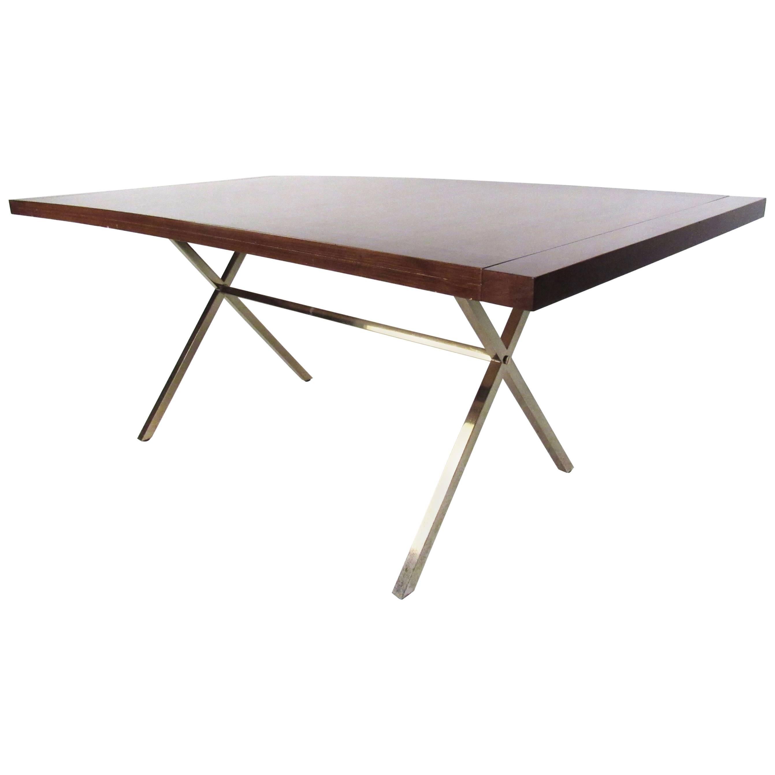 Mid-Century Modern Milo Baughman Style X-Base Dining Table