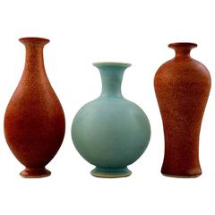 Three Unique Miniature Ceramic Vases by Per Liljegren, Swedish Design, 1980s