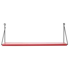 Single Red Enameled Metal Pilastro Shelf