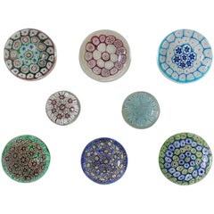 Collection of Eight Italian Murano Glass Millefiori Paperweights