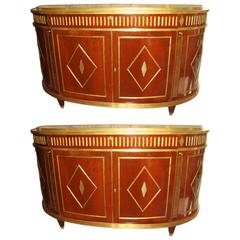 Palatial Pair of Russian Neoclassical Style Demilune Consoles Cabinets 7